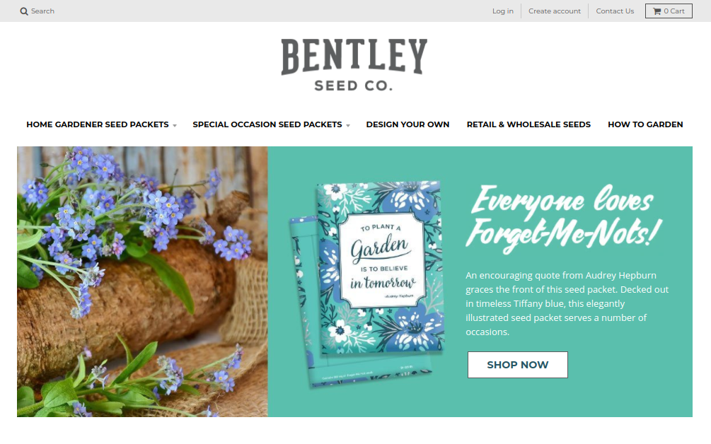 screenshot of Bentley Seed Co. website
