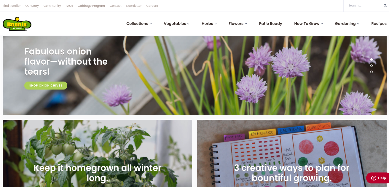 screenshot for Bonnie Plants website
