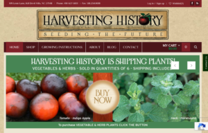 screenshot of Harvesting History website