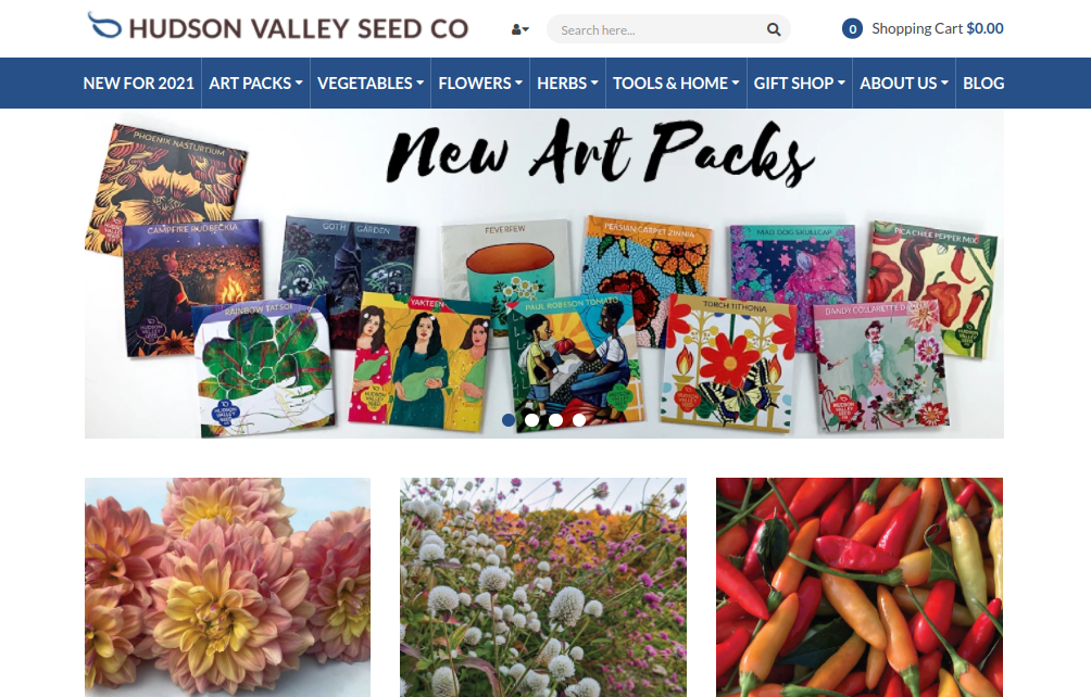 screenshot of Hudson Valley Seed Co. website