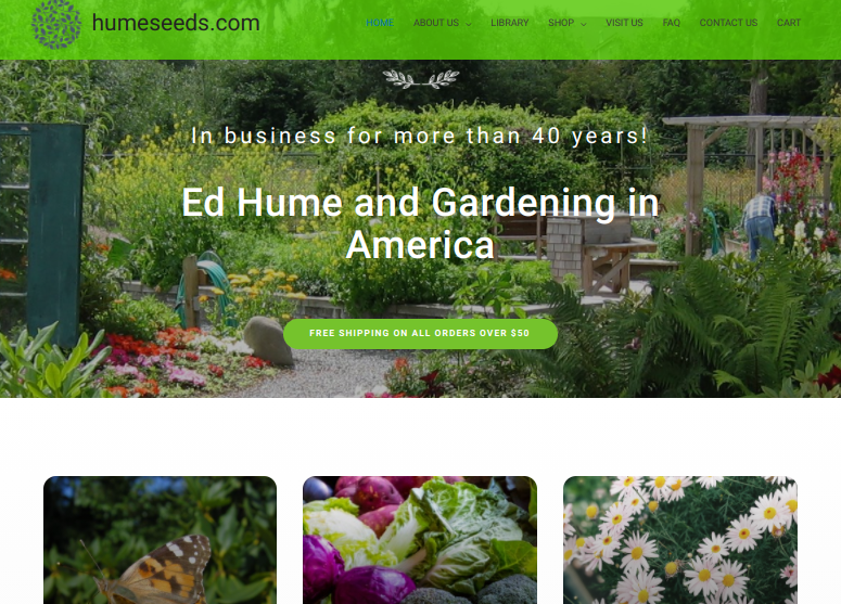 screenshot of Ed Hume Seeds website