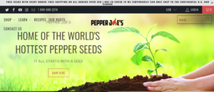 screenshot of Pepper Joe’s website