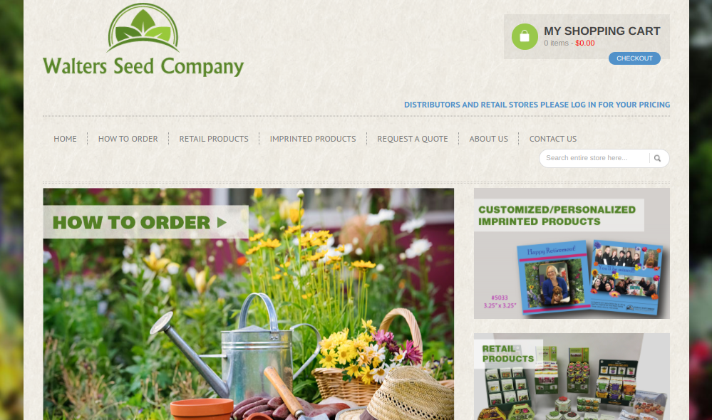 screenshot of Walters Seed Company website