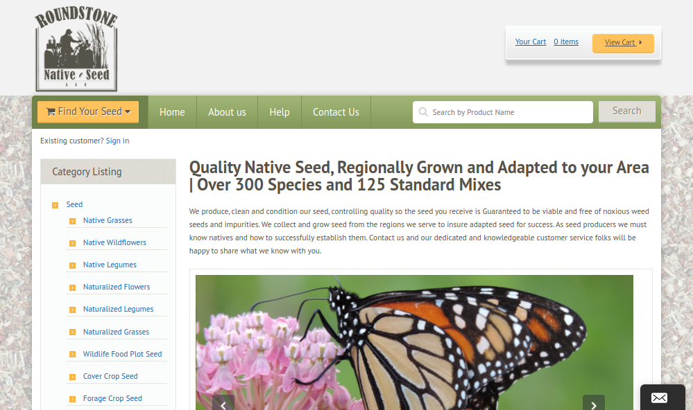 screenshot of Roundstone Native Seeds website