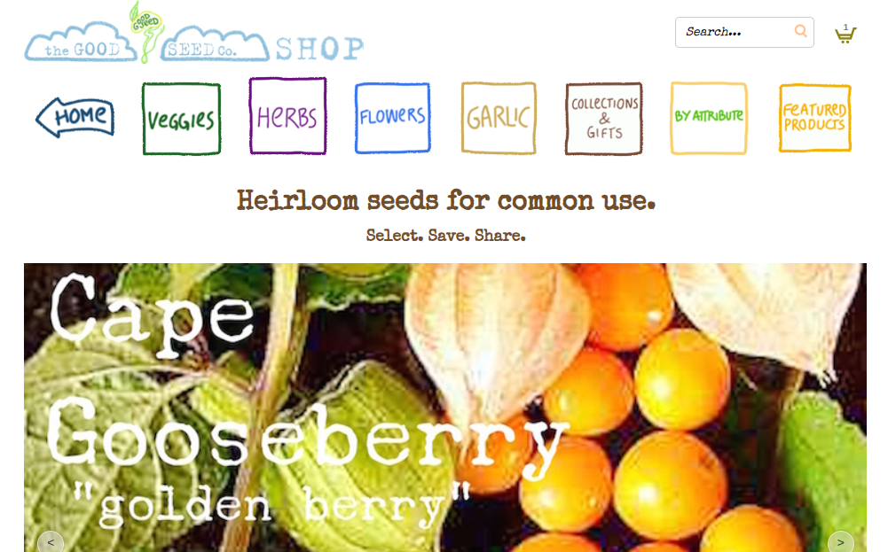 screenshot of Good Seed Company website