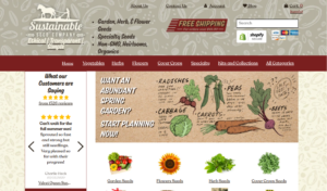 screenshot of Sustainable Seed Company website