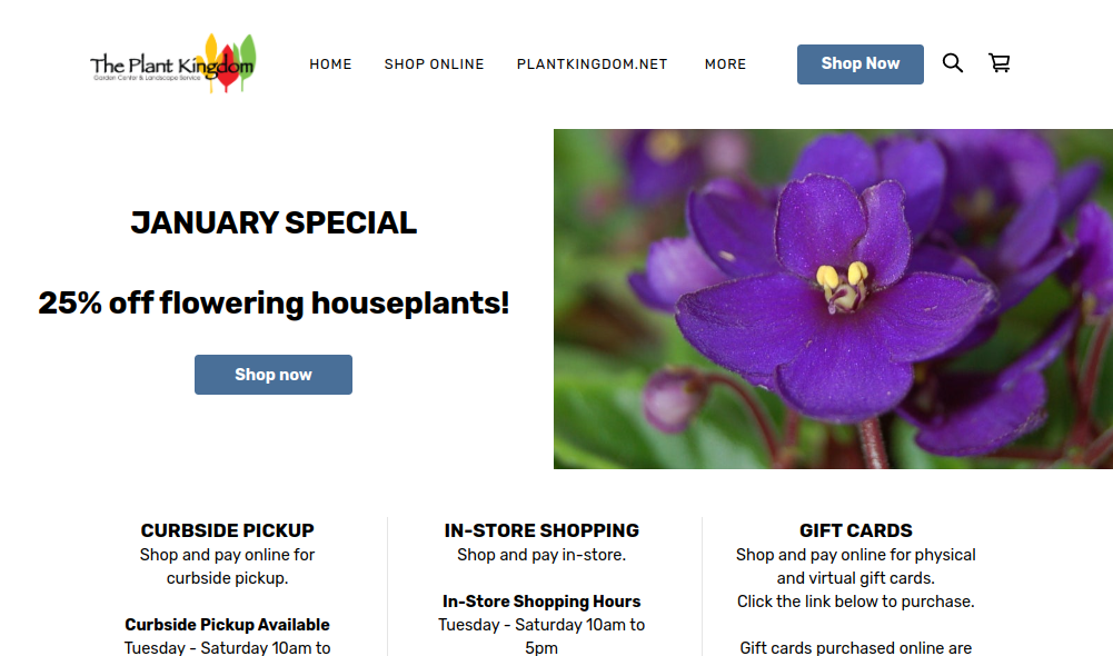 screenshot of The Plant Kingdom website