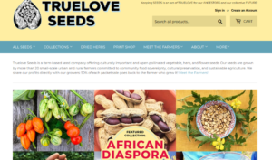 screenshot of Truelove Seeds website