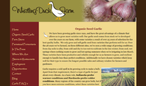 screenshot of Whistling Duck Farmwebsite