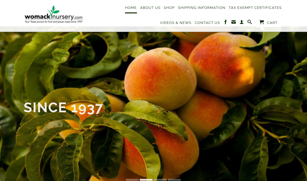 screenshot of Womack Nursery website
