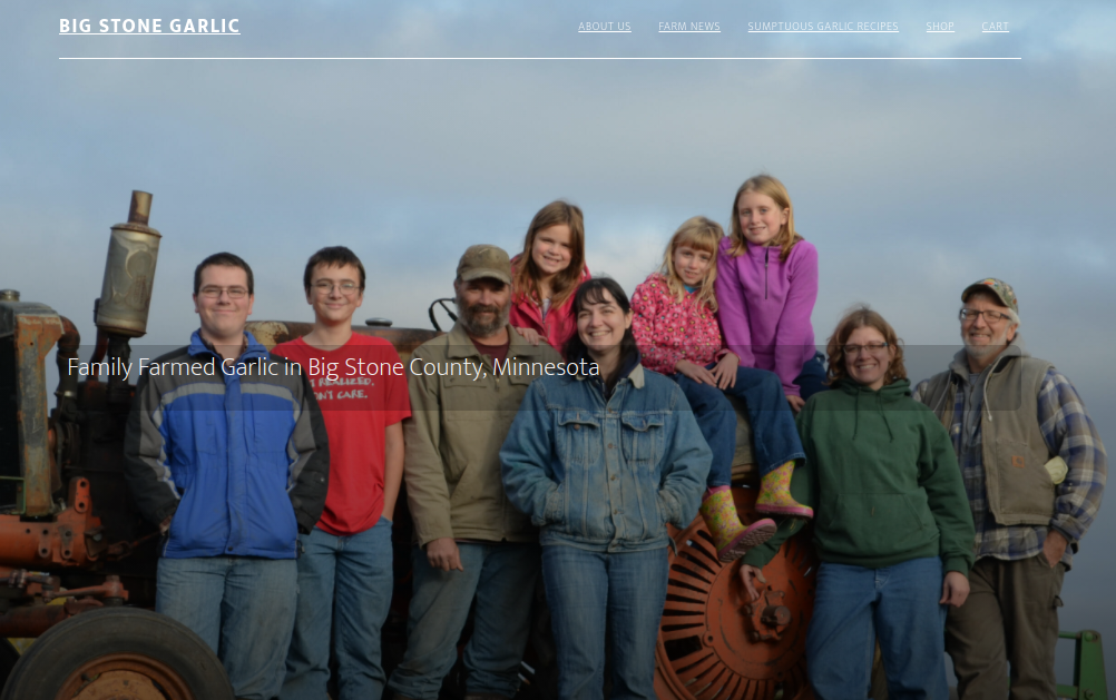 screenshot of Big Stone Garlic website