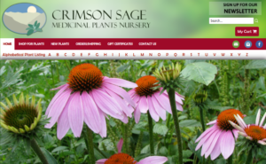 screenshot of Crimson Sage Medicinal Plants Nursery website