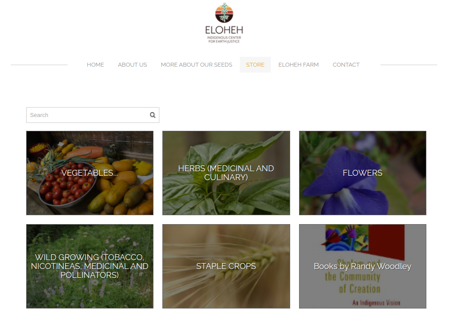 screenshot of Eloheh Seeds website