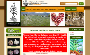 screenshot of Filaree Garlic Farm website