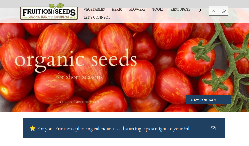 screenshot of Fruition Seeds website