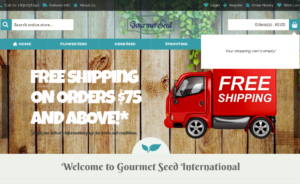 screenshot of Gourmet Seed International website