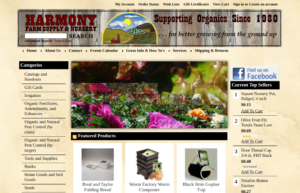 screenshot of Harmony Farm Supply & Nursery website