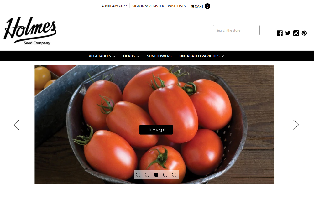 screenshot of Holmes Seed Company website