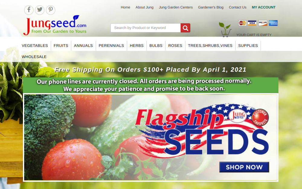 screenshot of Jung Seed Company website