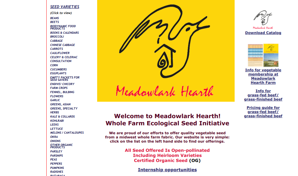 screenshot of Meadowlark Hearth website