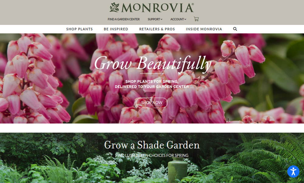 screenshot of Monrovia website