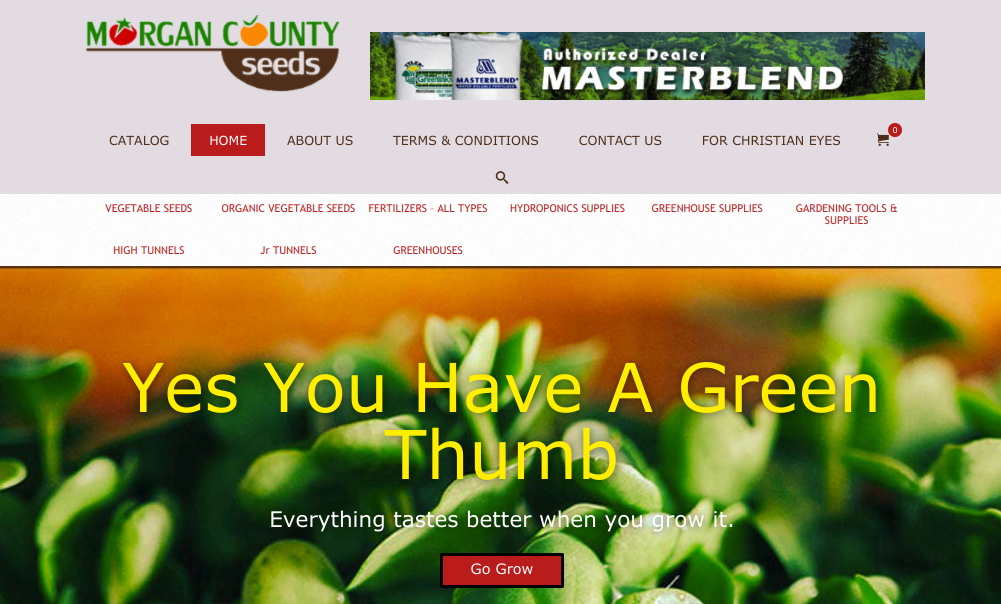 screenshot Morgan County Seeds website