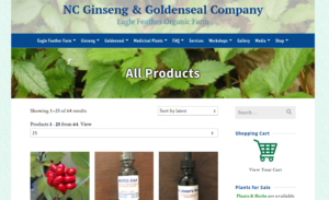 screenshot of NC Ginseng & Goldenseal Company website