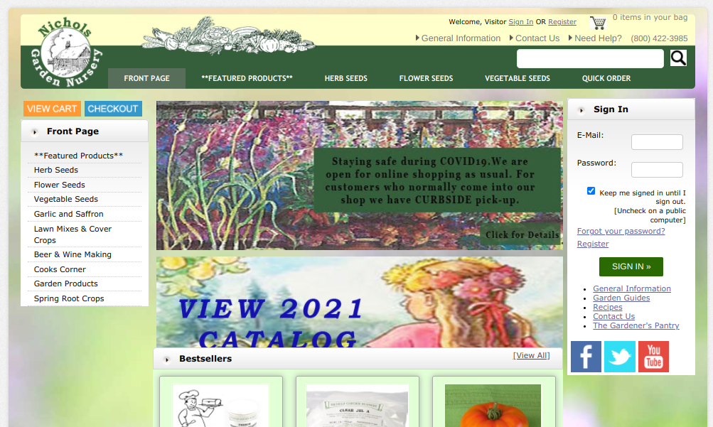 screenshot of Nichols Garden Nursery website