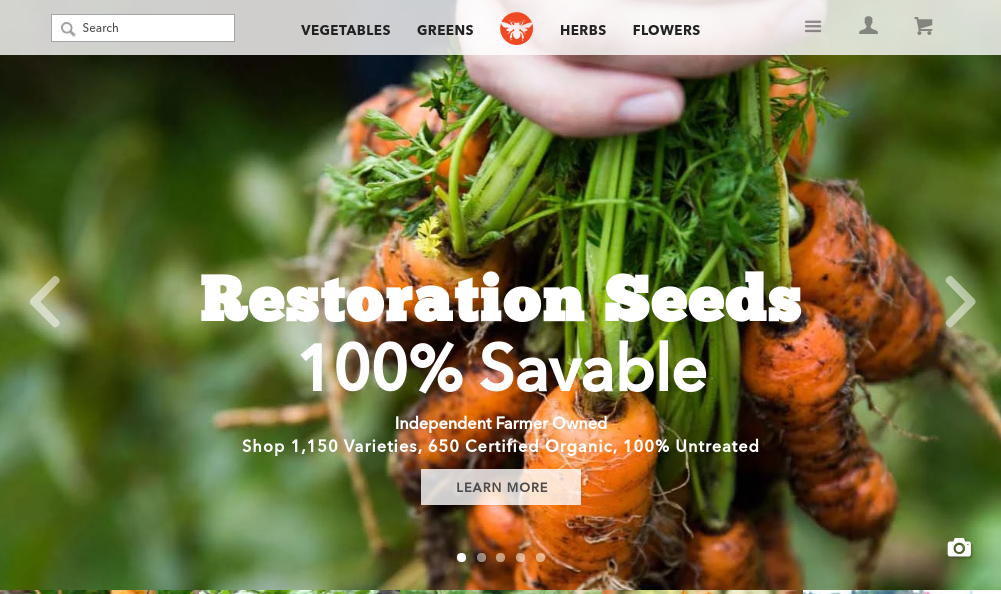 screenshot of Restoration Seeds website
