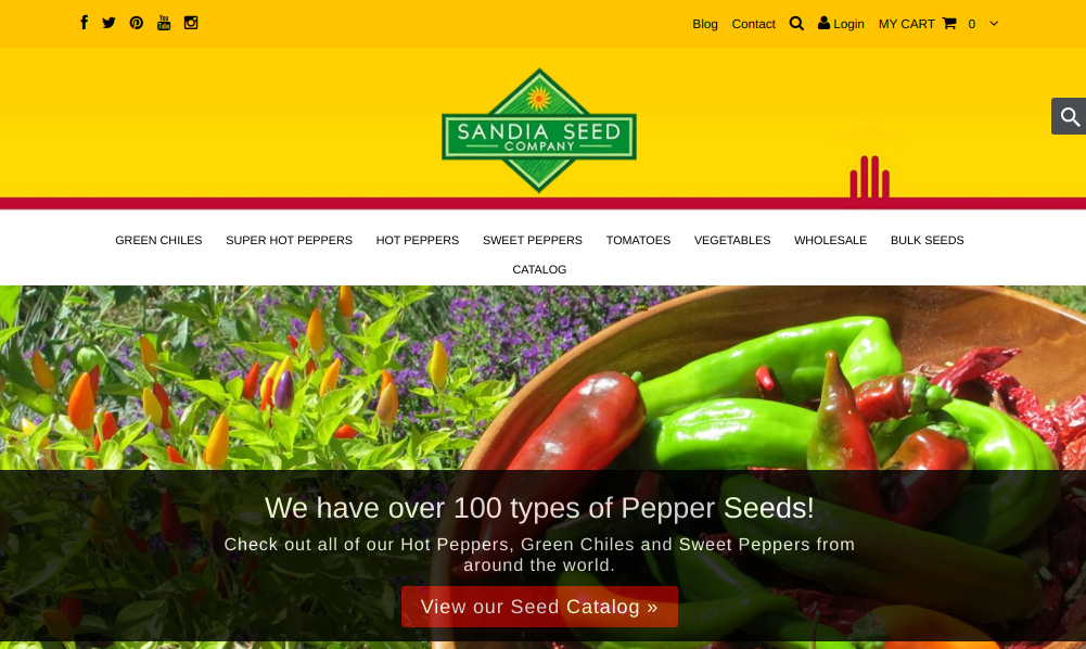 screenshot of Sandia Seed Company website