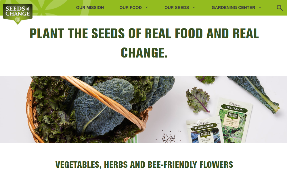 screenshot of Seeds of Change website