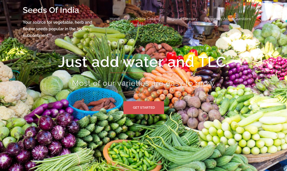 screenshot of Seeds of India website