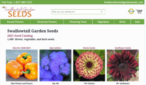 screenshot of Swallowtail Garden Seeds website