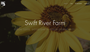screenshot of Swift River Farm website