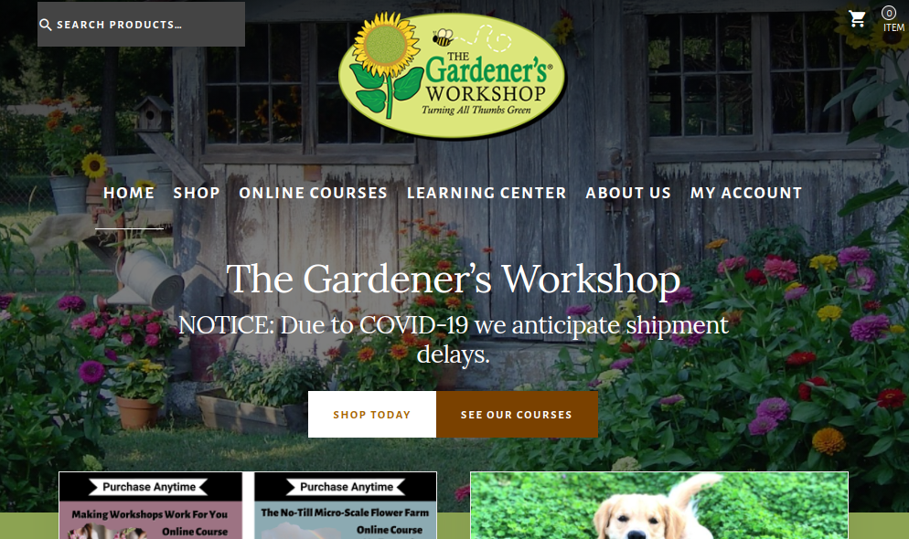 screenshot of The Gardener’s Workshop website