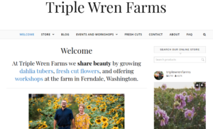 screenshot of Triple Wren Farms website