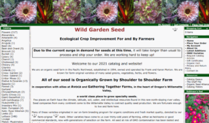 screenshot of Wild Garden Seed website