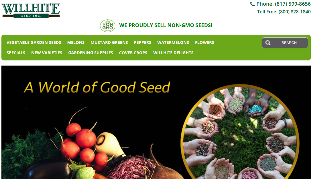 screenshot of Willhite Seed website